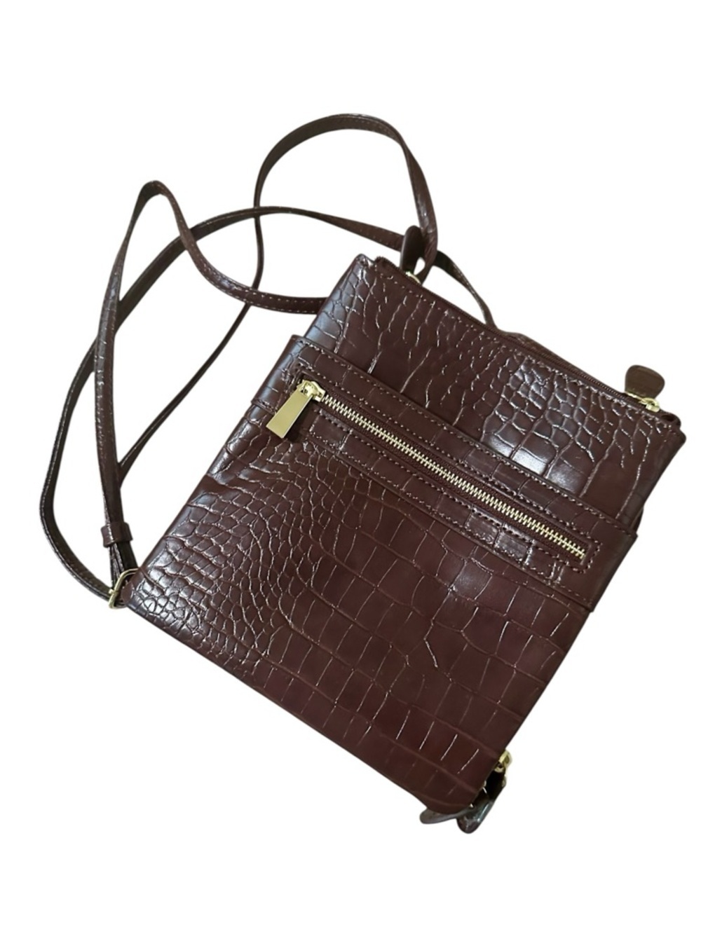 Giani Bernini Triple-Zip Pebble Leather Dasher Crossbody Women's Wine